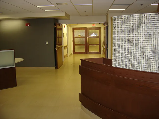 Renovated reception area at the University of Kentucky Markey Cancer Center